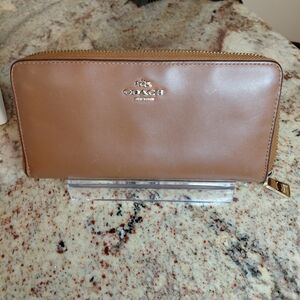 Coach Brown Leather Zip Around Wallet